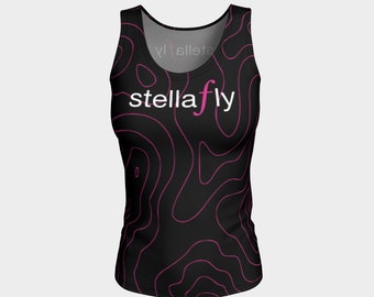 StellaFly Gear - ¡Nuevo para 2020! camiseta de calentamiento en impresión 'Topográfica'. Para correr, yoga, entrenamientos o ropa casual