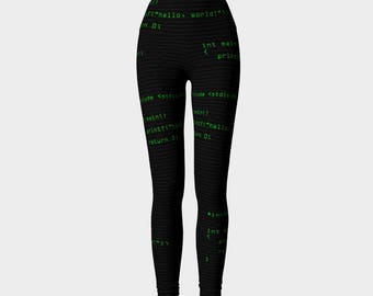 HELLO WORLD programmer developer engineer Handmade high quality Computer Science code yoga leggings artist art printed chic geek wear