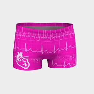 EKG coeur battu Short électrocardiogramme rythme à la main de haute qualité yoga Shortie artiste art original imprimé usure geek chic science