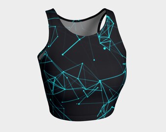Gráfico de red de datos Crop tank top hecho a mano de alta calidad yoga Data Science ingeniero de alta tecnología artista impreso original geek wear