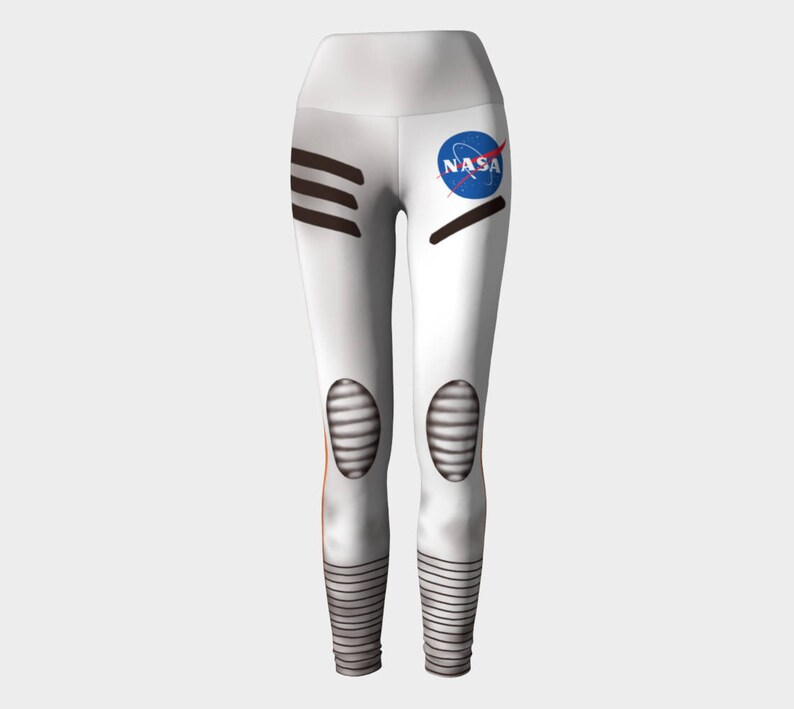 Astronaut NASA leggings, Art printed science theme pants, Space program moon landing, Custom nerd culture geek clothes Women engineer STEM image 1