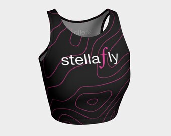 StellaFly Gear - New for 2020! Race crop top in 'Topographic' print. For running, swimming, high intensity workouts