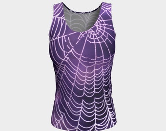 Spider web tank top hecho a mano deportes de yoga naturaleza arácnida spiderweb goth artista de alta tecnología original impreso ciencia chic geek desgaste