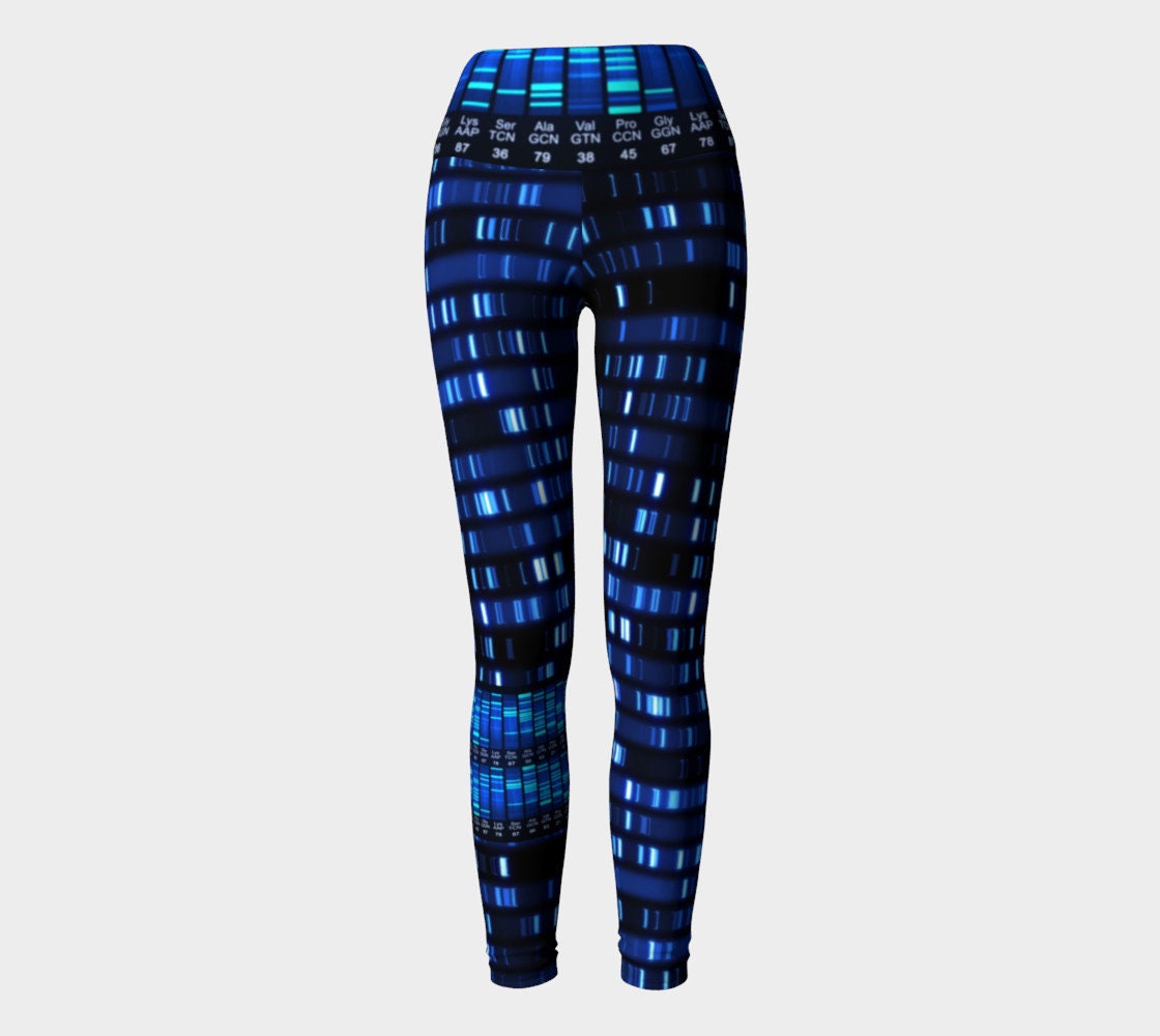 DNA electrophoresis leggings, Art printed science theme yoga running pants tights medical biology nurse lab Custom STEM culture geek wear