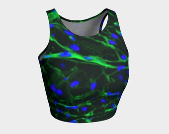 Heart cells Crop tank top handmade high quality Medical Science microscope antibodies yoga nurse biology artist original printed geek wear
