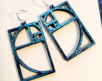 3D impreso Fibonacci secuencia pendientes de relación de oro espiral plata esterlina pintado a mano ingeniero de física matemática laboratorio de ciencia joyería de tallo