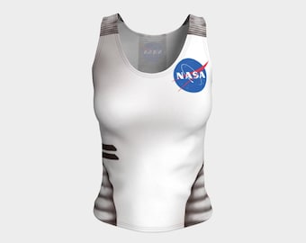 Astronaut NASA space program moon landing tank top handmade high quality yoga shirt vest artist original art printed science chic geek wear