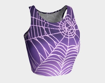 Spider web Crop tank top hecho a mano de alta calidad yoga spiderweb goth naturaleza arácnida artista de alta tecnología original impreso geek desgaste