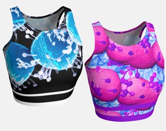 Bacteriophage microbiología carro tanque deportivo bacterias phage hecho a mano de alta calidad artista de primera calidad original arte impreso ciencia chic geek desgaste