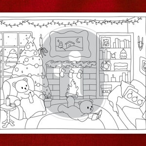Printable Christmas Coloring Page - Cozy Aesthetic. Easy Fun for Kids ...