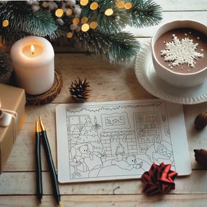 Printable Christmas Coloring Page - Cozy Aesthetic. Easy Fun for Kids ...