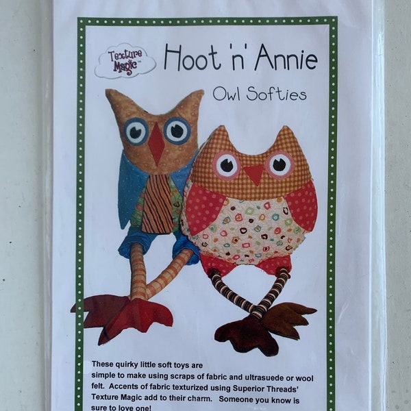 Hoot 'n' Annie Owl Softies Soft Sculpture Toys Sewing Pattern Patterns by Annie - Uncut