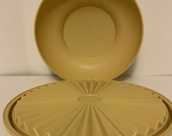 Tupperware individual salad cereal bowl 890 with matching seal 808 harvest gold,  your choice