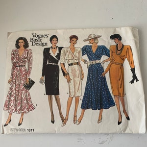 Vintage VOGUE&#39;S Basic Design Dress Sewing Pattern 1811 Size 12 UNCUT