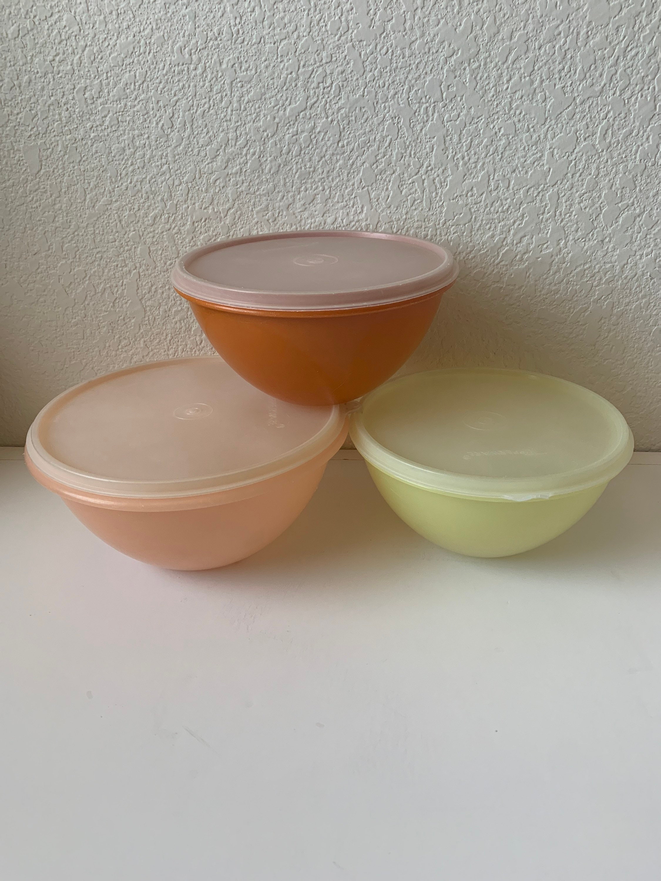 NEW TUPPERWARE NESTING Wonderlier Sheer Bowls with Pastel Lids 10 PC Set  $65.00 - PicClick