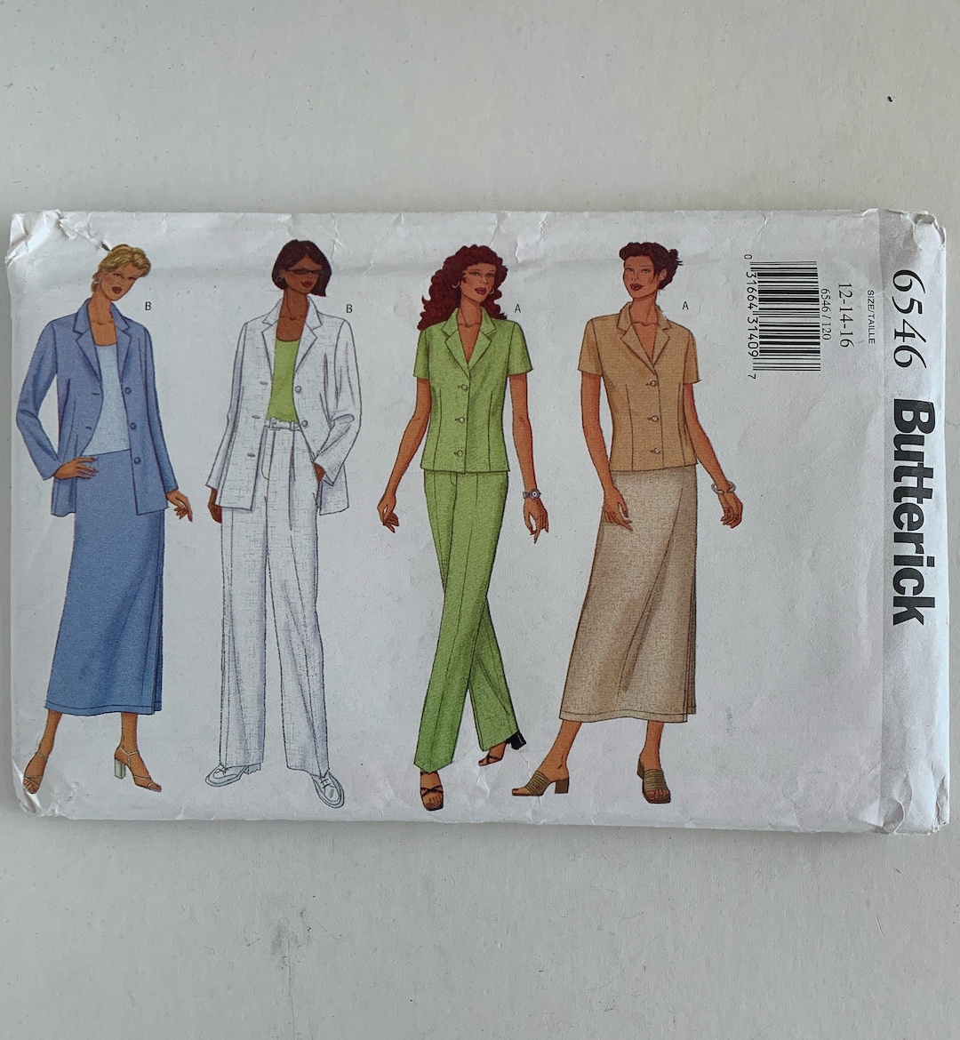 Butterick 6546 Women Suit Sewing Pattern Semi fitted Pointed Collar butterick-6546-women-suit-sewing-pattern-semi-fitted-pointed-collar