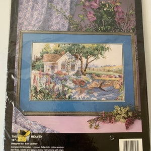 Bucilla counted cross stitch kit 40628 &quot;This Side of Heaven&quot; calm Garden szene 16&quot; x 10&quot;