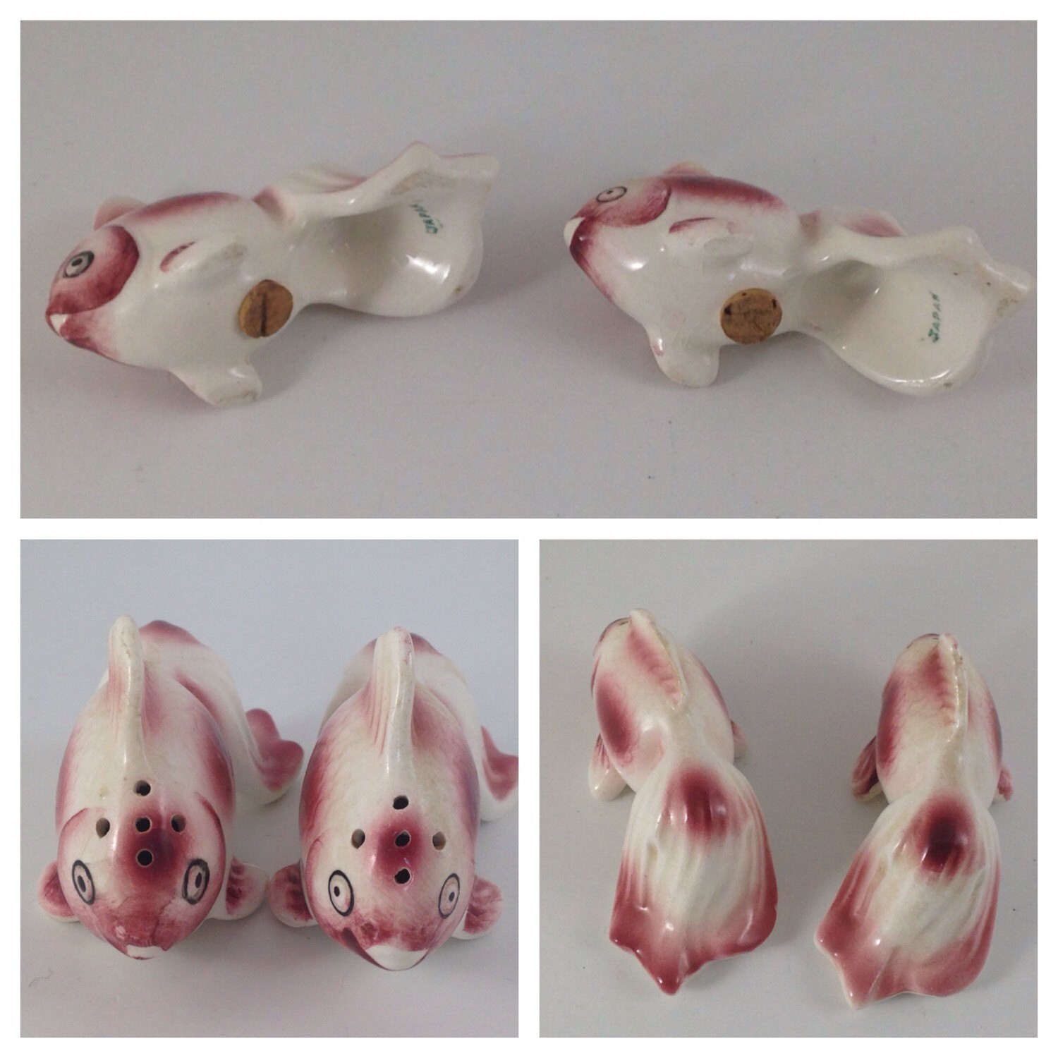 Fish Salt & Pepper Shaker Set Koi Made in Japan Ceramic Etsy