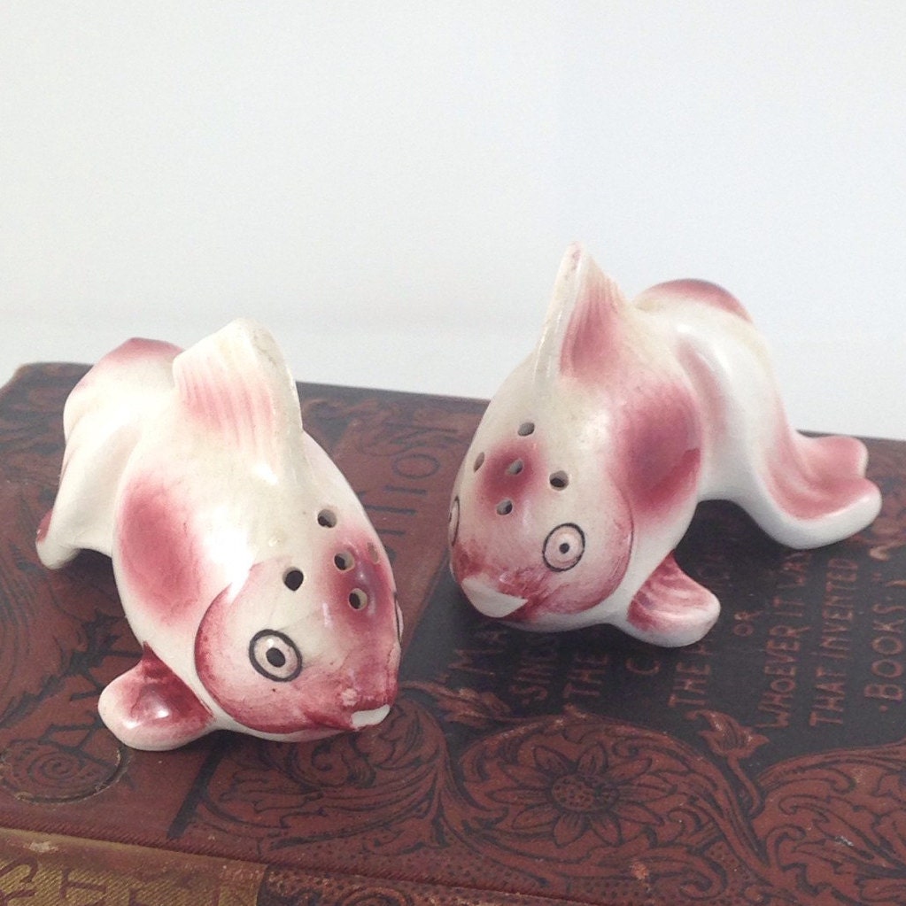 Fish Salt & Pepper Shaker Set Koi Made in Japan Ceramic Etsy