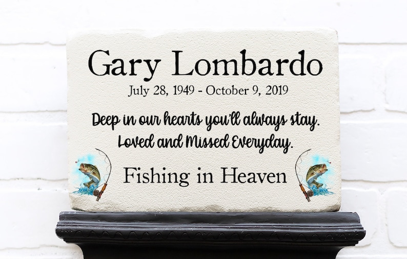 Custom Gone Fishing Memorial Stone Grandpa Memorial Etsy
