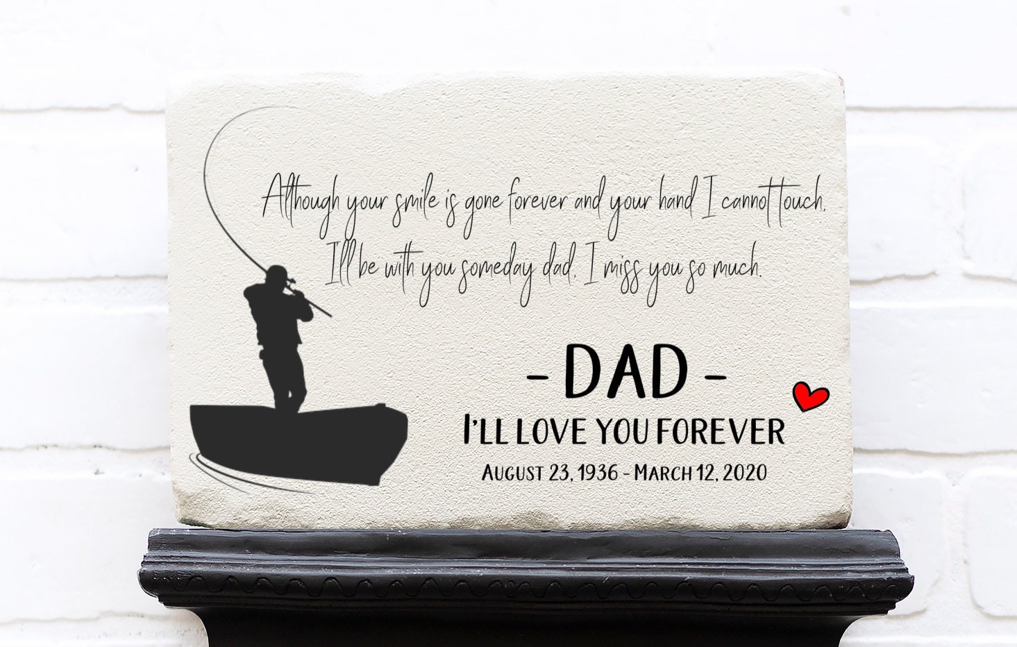Custom Gone Fishing Memorial Stone Grandpa Memorial Memorial for Dad  Fisherman Memorial Stone Gifts From Grandkids Gifts for Dad 