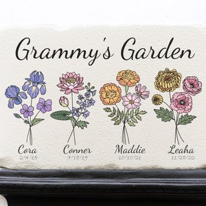 Custom Birth Month Flower Garden Stone Paver | Grandma's Garden | Mom's Garden | Mother's Day Gifts | Garden Decor | Gift for Grandmother