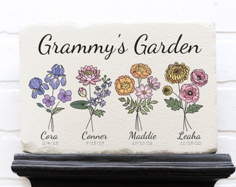 Custom Birth Month Flower Garden Stone Paver | Grandma's Garden | Mom's Garden | Mother's Day Gifts | Garden Decor | Gift for Grandmother