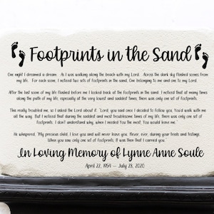 Memorial Stone for Mom | Footprints in the Sand Memorial | Remembrance Stone | Sympathy Gift | Memorial Garden Stone |