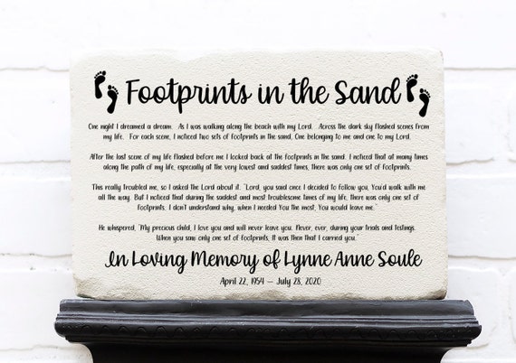 Memorial Stone for Footprints the Sand Etsy