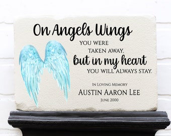 Miscarriage Memorial Stone | On Angels Wings You Were Taken Away | Temporary Grave Marker | Memorial Garden Stone | Sympathy Gift