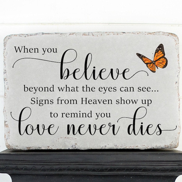 Memorial Stone | Monarch Butterfly Memorial | Remembrance Stone | Sympathy Gift | Memorial Garden Stone | Signs from Heaven Love Never Dies