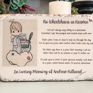 Custom Memorial Stone | Memorial Plaque | Temporary Grave Marker | Memorial Garden Stone | Sympathy Gift | No Wheelchairs in Heaven
