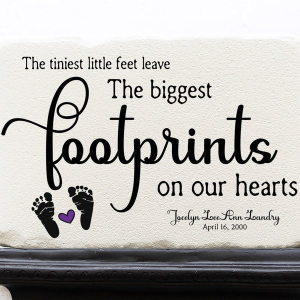 Miscarriage Memorial Stone | Baby Loss Sympathy Gift | Personalized | Garden | Loss of a Child | Tree Marker | Generic or Actual Footprints