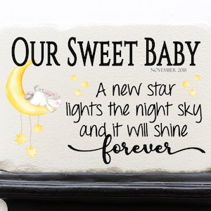 Miscarriage Memorial Stone | New Star | Boy or Girl | Temporary Grave Marker | Memorial Garden Stone | Sympathy Gift | Baby Loss