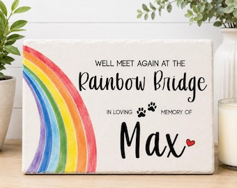 Personalized Pet Memorial Stone | Rainbow Bridge Garden Stone | Dog Memorial Marker | Cat Memorial Gift | Outdoor Pet Loss Plaque