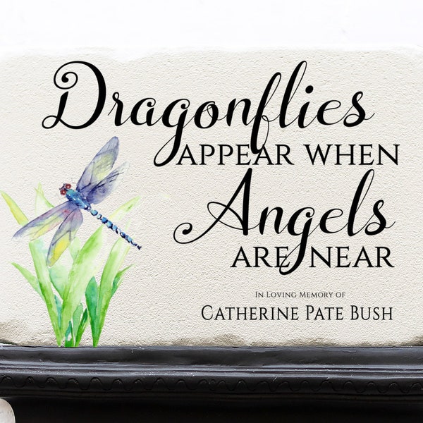 Dragonfly Memorial Stone | Sympathy Gift | Dragonflies Appear When Angels Are Near | Memorial Garden | Grave Decoration | Grandma Memorial