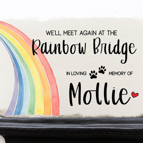 Meet at Rainbow Bridge | Pet Grave Marker | Dog Memorial Stone | Cat Memorial Stone | Headstone for Pet | Loss of Pet | Pet Memorial