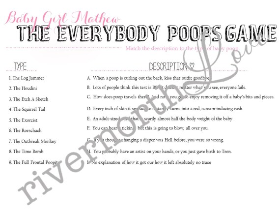 Everyone Poops Baby Shower Game
