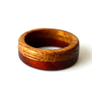 Whiskey barrel rings, Oak ring, Two tones ring, Whiskey barrel ring, Wood ring engraved, Oak engagement ring, 5 year anniversary gift image 3