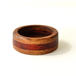 Wood ring, whiskey barrel ring, promise ring for him, engraved wood ring