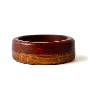 Whiskey barrel rings, Oak ring, Two tones ring, Whiskey barrel ring, Wood ring engraved, Oak engagement ring, 5 year anniversary gift image 1