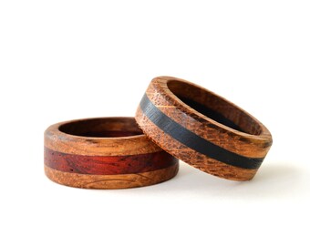 Whiskey barrel ring, wood ring, wood engagement ring, wooden ring set