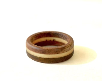 Wooden ring, Simple wedding band, Engraved ring, Wood wedding band, Male promise ring, Initial ring