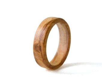 Olive wood ring, Rustic engagement ring, Wood wedding band, Promise ring for Him, Engraved mens ring, Initial rings, Couple rings, Thin ring