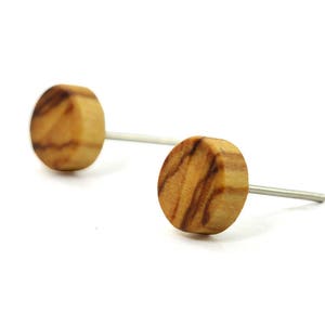 Olive wood earrings, Men&#39;s earrings wood stud, Wooden post earrings, Wood engraved earrings, Small wood earrings, Wooden stud earrings