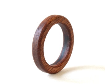 Wood ring, Mahogany ring, Wood wedding band, Wood rings for men, Engraved ring