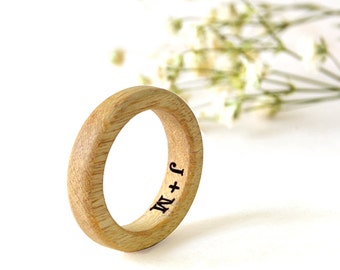 Fig wood ring, Initial wood ring, promise ring for him, wood ring, men's ring