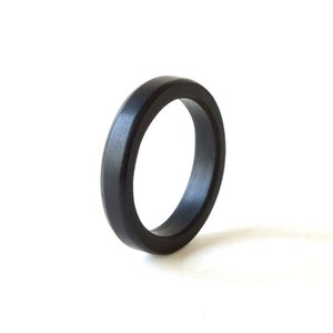 Ebony wood ring, Black wood ring, Wooden ring, Couples wedding bands, Ebony wood band, Engraved wedding ring, Black wedding band wood image 2