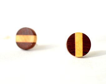 Wood stud earrings, wood post earrings, male wooden earrings, women earrings, silver 925