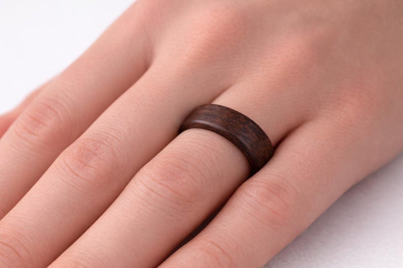 Walnut ring, Wooden ring, Male Wedding Band, Inside engraved ring, Mens wood ring, Couples wedding bands, Initial ring, Promise ring for him image 2